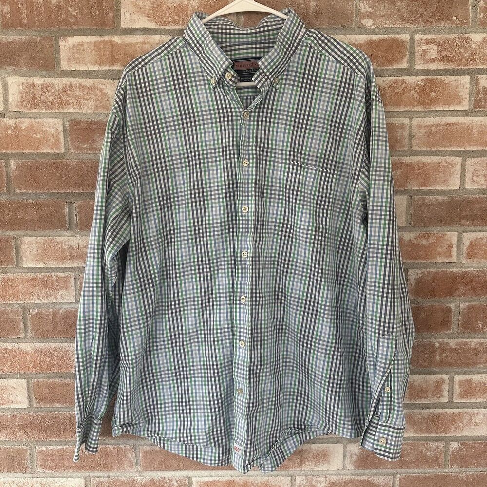 Vineyard Vines Murray Shirt Button Down Green Plaid XL
